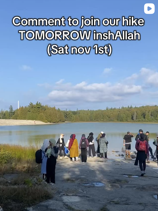 Group hike by the lake